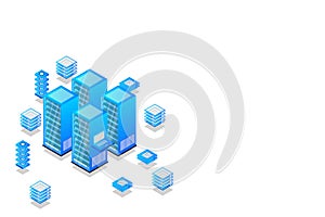 Data center, cloud database, Concept of big data processing center, hosting server or data center room concept