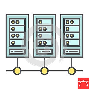 Data center color line icon