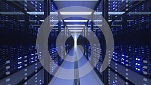 Data Center Computer Racks In Network Security Server Room Cryptocurrency Mining