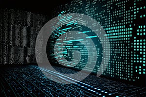 Data center and computer servers. Created with generative Ai technology.