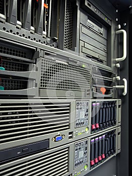 Data center computer servers rack