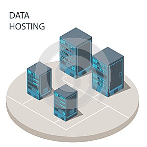 Data hosting cloud technology solutions concept poster vector is