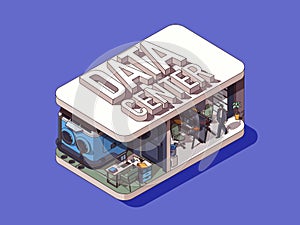 Data center concept in 3d isometric graphic design