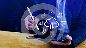 Data center concept. Digital technology, data processing and engineering, cloud computing concept, database management with data