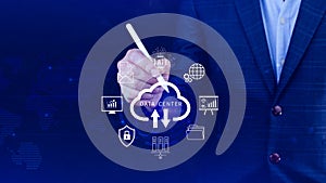 Data center concept. Digital technology, data processing and engineering, cloud computing concept, database management with data