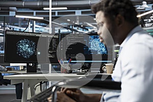 Data center engineer using artificial intelligence visualization tools