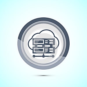 Data center icon design illustration. Computer server vector icon, Gray color button design