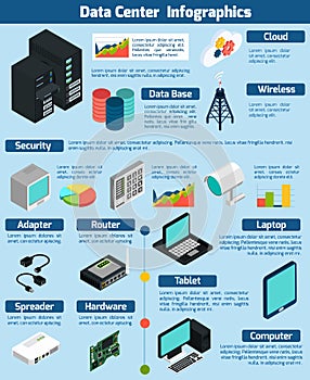 Data Center Isometric Infographics