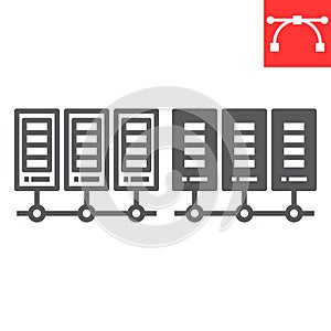 Data center line and glyph icon