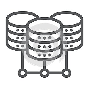 Data Center line icon, data and analytics