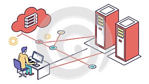 Data Center Management & Cloud Computing, vector design Generative AI