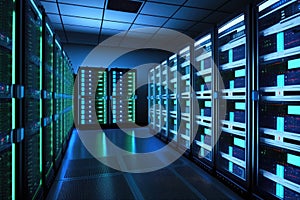 data center or network server room of an internet provider