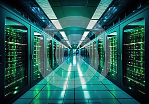 data center the room is filled with rows of servers - modern technology-78