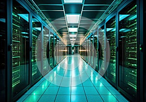 data center the room is filled with rows of servers - modern technology-86