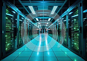 data center the room is filled with rows of servers - modern technology-94