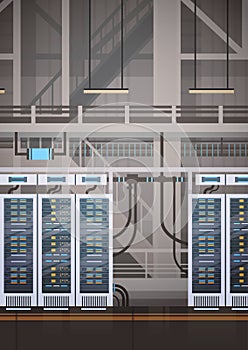 Data Center Room Hosting Server Computer Information Database Synchronize Technology