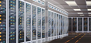 Data Center Room Hosting Server Computer Information Database Synchronize Technology