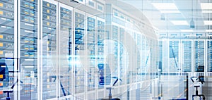 Data Center Room Hosting Server Computer Information Database Synchronize Technology