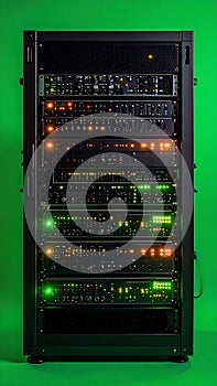 Data Center Server Rack with Active Network Hardware