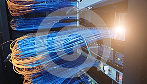 Data Center Server Rack with Cables