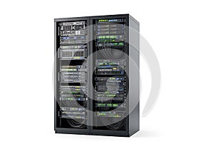 Data center server rack with network equipment