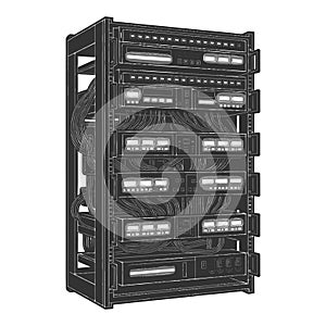 Data Center Server Rack Network Equipment vector