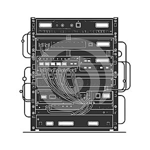 Data Center Server Rack Network Equipment vector