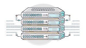 Data Center Server Rack, Network Infrastructure Vector, vector design Generative AI