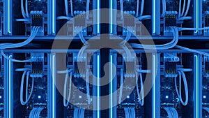 Data Center Server Racks Blue Network Infrastructure Technology