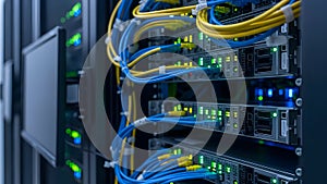 Data center server racks with network cables