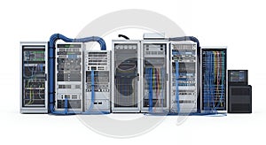 Data Center Server Racks Network Infrastructure for Cloud Computing Technology and Information Systems Management and