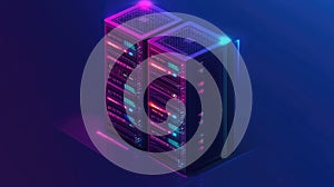 Data center server racks processing cloud computing data