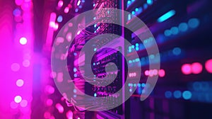 Data center server racks processing digital information