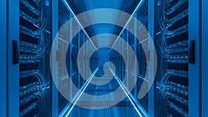 Data Center Server Room Blue Network Infrastructure, Technology