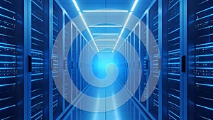 Data Center Server Room Blue Network Technology Infrastructure