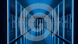 Data Center Server Room Blue Network Technology Infrastructure