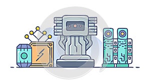 Data center server room, complex computing infrastructure, vector design Generative AI