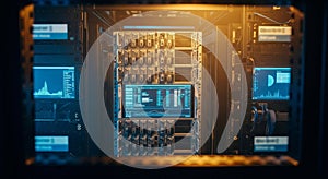 Data Center Server Room: High-Tech Infrastructure and Network Equipment