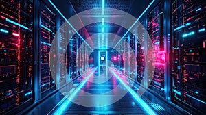 Data center server room housing digital network infrastructure