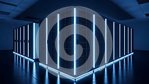 Data Center Server Room Modern Blue IT Infrastructure