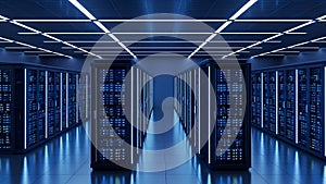 Data Center Server Room Modern IT Infrastructure, Cloud Computing