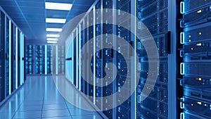 Data Center Server Room Network and Cloud Computing Concept