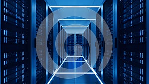 Data Center Server Room Network, Hosting, and Cloud Computing