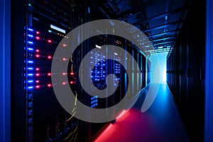 Data Center Server Room: Network Technology Infrastructure