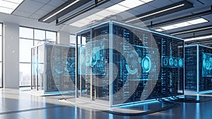 Data Center Servers Futuristic Technology, Cloud Computing, IT