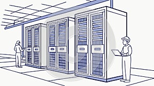 Data Center with Servers Vector, vector design Generative AI