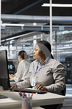 Data center software developer running diagnostic scripts