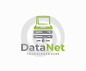Data center storage logo design. Cloud Computing server connect vector design