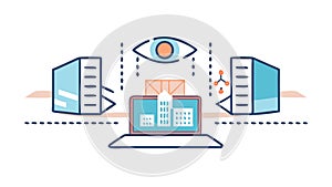 Data Center Surveillance for Secure Information Management, vector design Generative AI