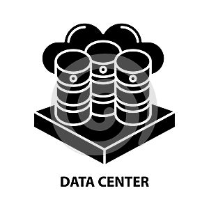 data center symbol icon, black vector sign with editable strokes, concept illustration